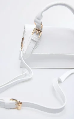 White Pu Rectangle Crossbody Bag