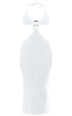 White Ring Detail Knitted Maxi Dress