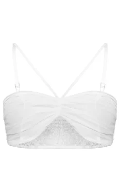 White Ruched Front Halterneck Bralette