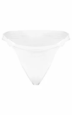 White Ruched Knot Bikini Bottoms