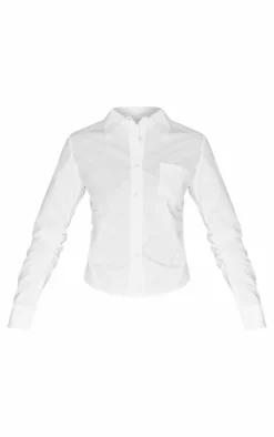 White Ruched Side Shirt