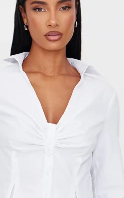 White Ruching Detail Shirt