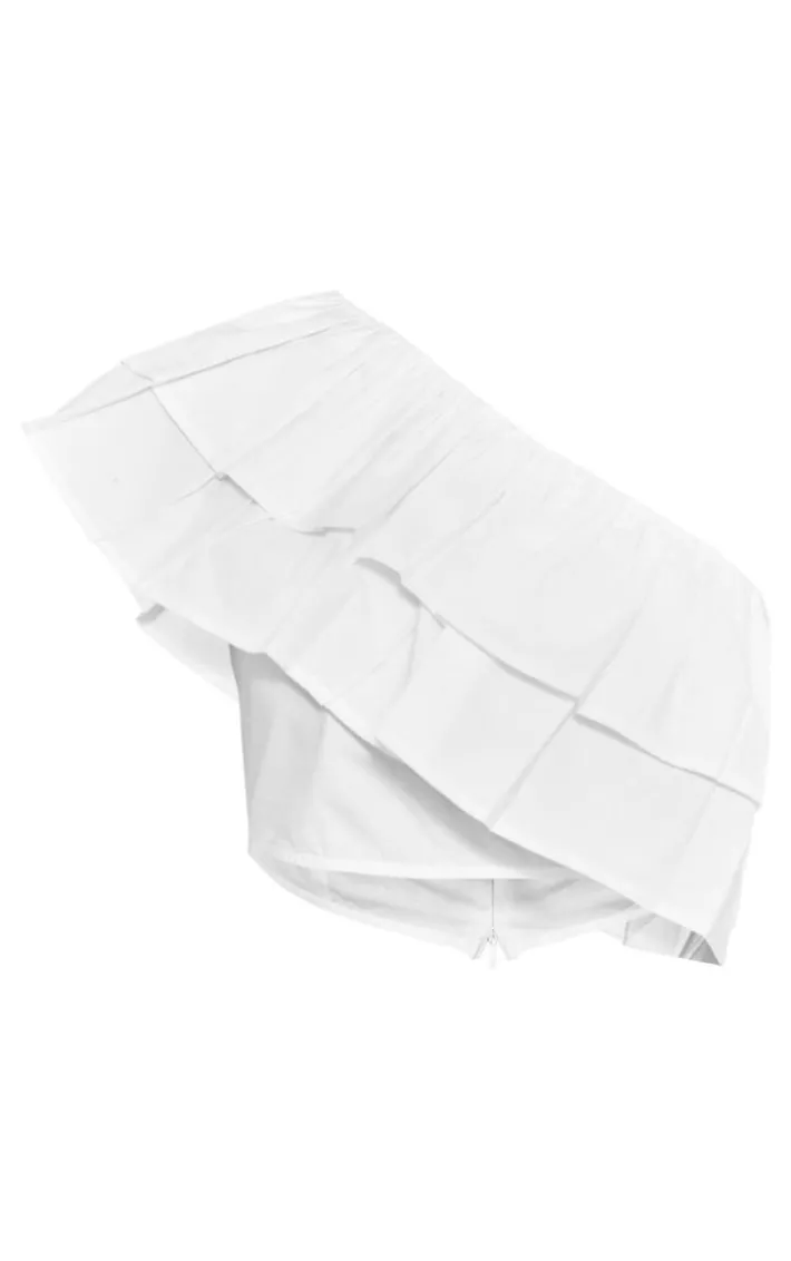 White Ruffle One Shoulder Crop