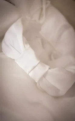 White Satin Bow Detail Ruched Headband