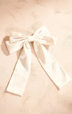 White Satin Oversized Bow Hair Clip