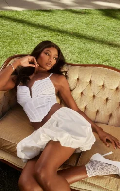 White Satin Puffball Skirt