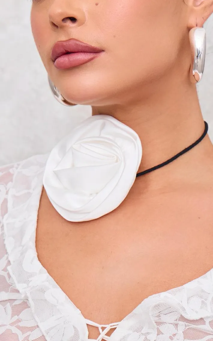 White Satin Ruffle Corsage