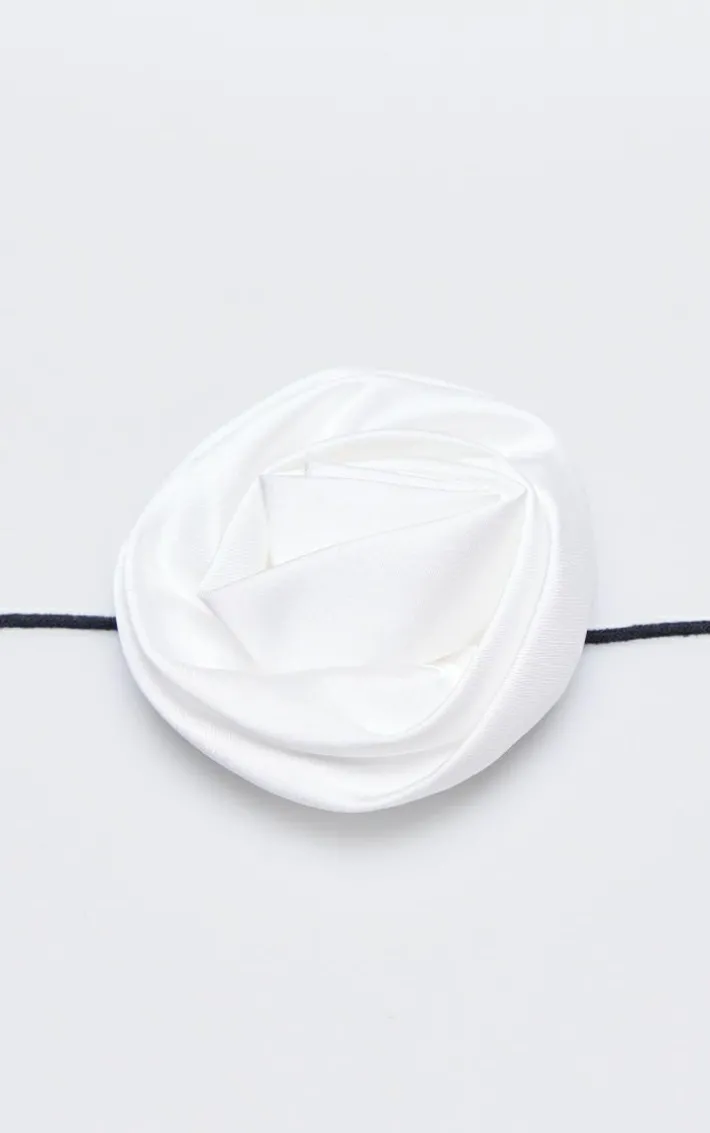 White Satin Ruffle Corsage