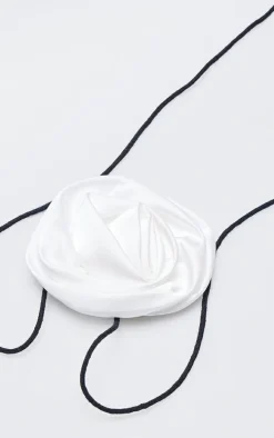 White Satin Ruffle Corsage