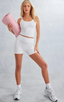 White Sculpt Ruched Bum Gym Shorts