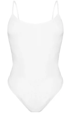 White Seamless Rib Lingerie Bodysuit