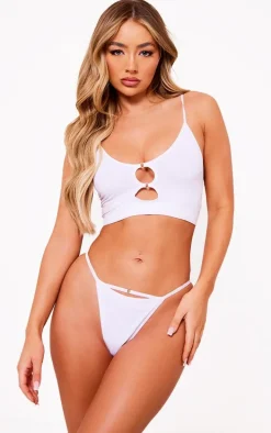 White Seamless Rib O Ring Detail Bralet