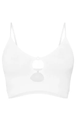 White Seamless Rib O Ring Detail Bralet