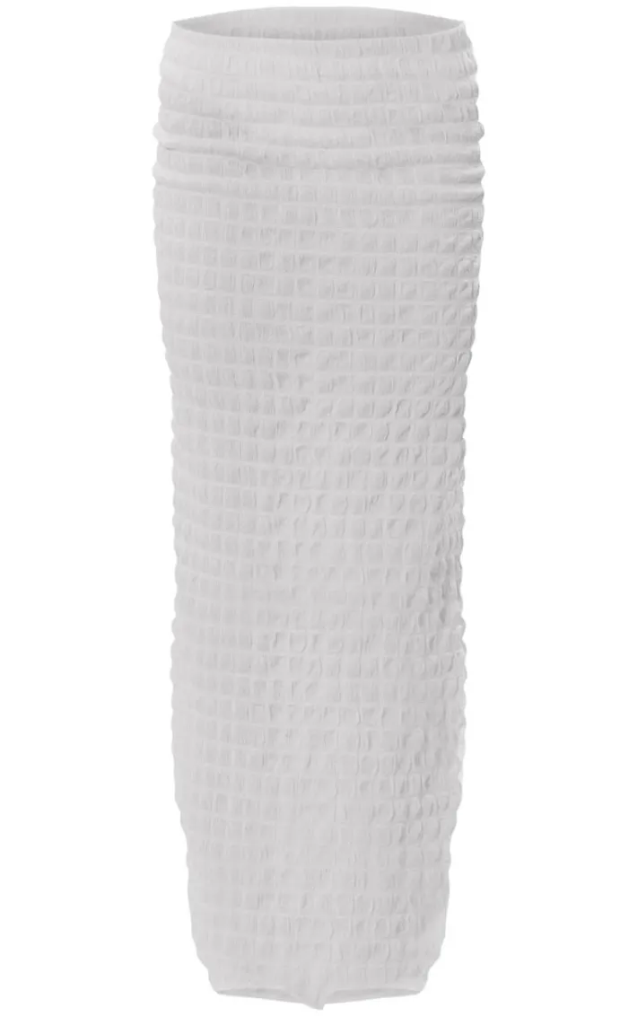 White Seersucker Textured Maxi Skirt
