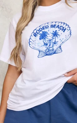 White Shell Rodeo Beach Graphic Oversized Tee