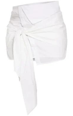 White Shirt Style Asymmetric Mini Skirt