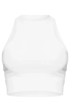 White Slinky Racer Crop Top