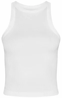 White Snatched Rib Racer Top