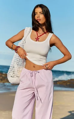 White Snatched Rib Scoop Vest