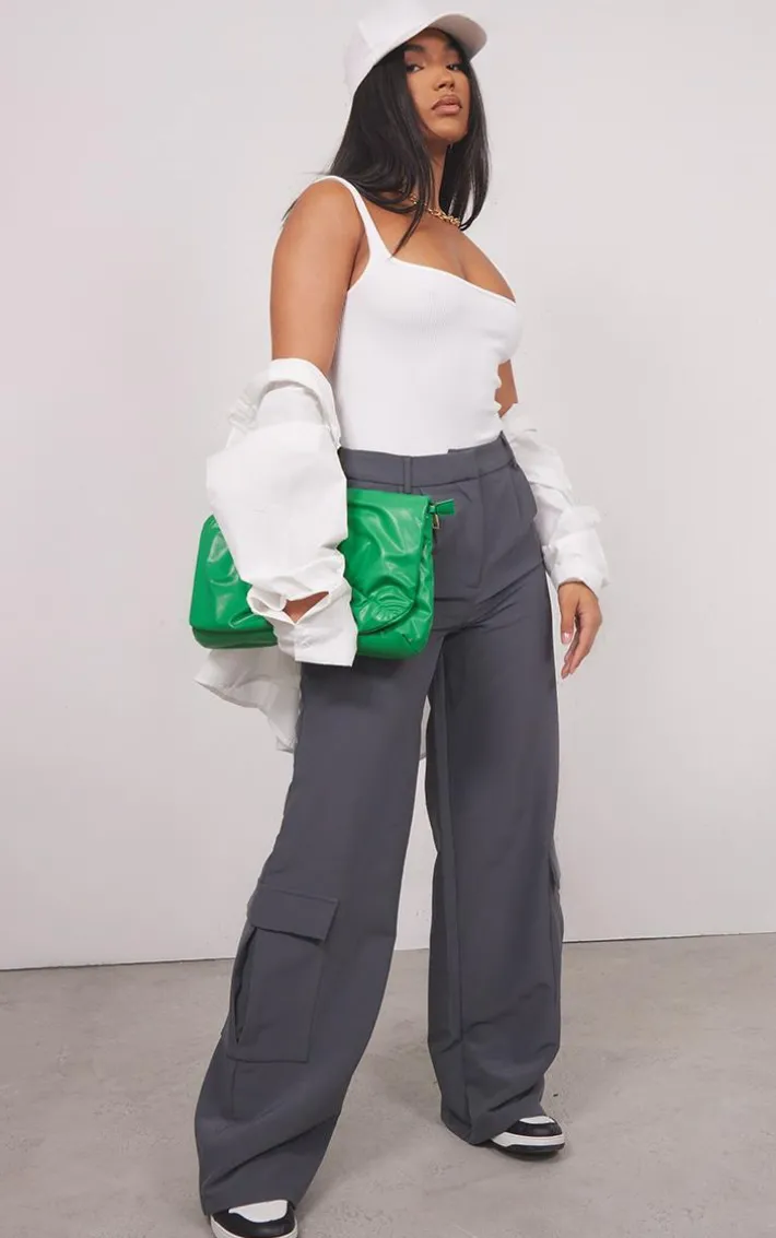 White Snatched Rib Square Neck Sleeveless Bodysuit