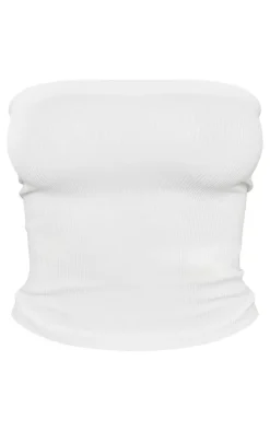 White Snatched Rib Tube Top