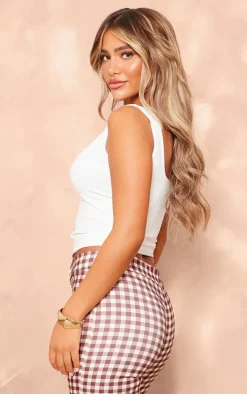 White Snatched Sculpt Lace Trim Button Up Long Top