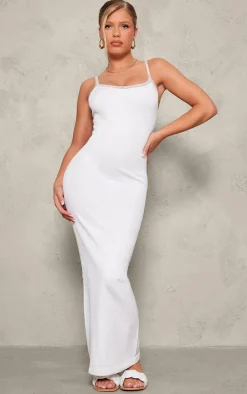 White Snatched Sculpt Strappy Lace Midaxi Dress