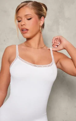 White Snatched Sculpt Strappy Lace Midaxi Dress