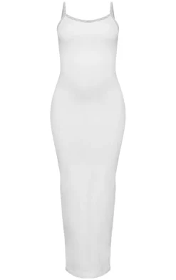White Snatched Sculpt Strappy Lace Midaxi Dress
