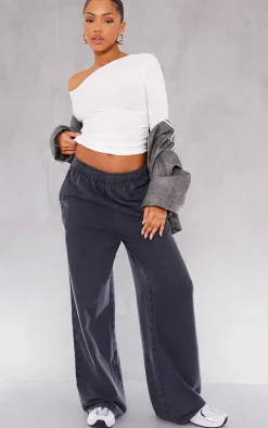 White Soft Touch Jersey Ruche Side Long Top