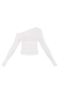 White Soft Touch Jersey Ruche Side Long Top