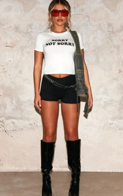 White Sorry Graphic Baby Doll Tee