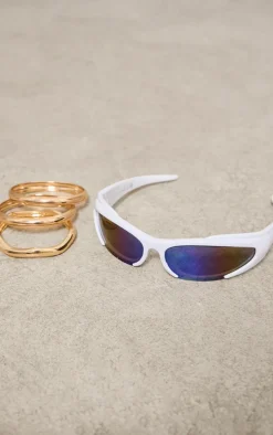 White Sporty Visor Sunglasses