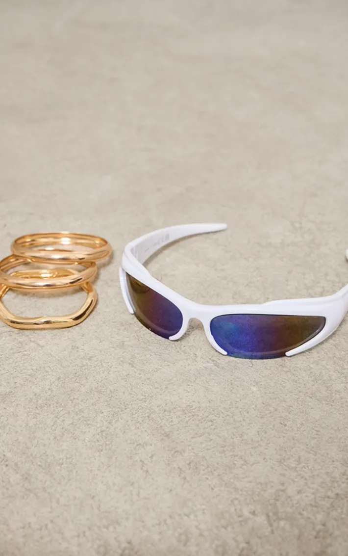 White Sporty Visor Sunglasses