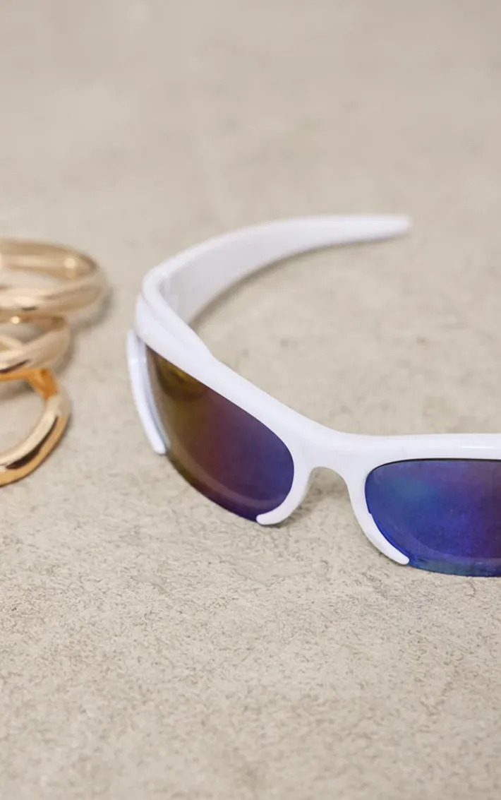 White Sporty Visor Sunglasses