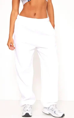 White Sweat Cuffed High Waist Sweatpants