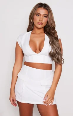 White Tailored A-line Mini Skirt