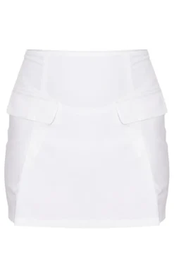White Tailored A-line Mini Skirt