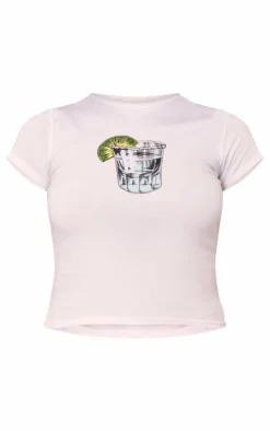 White Tequila Print Fitted T-shirt