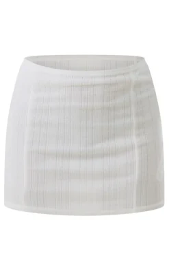 White Textured Mini Skirt