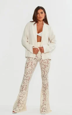 White Textured Oversized Structured Minimal Blazer