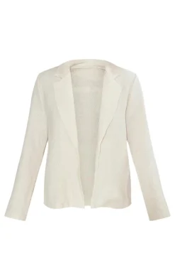 White Textured Oversized Structured Minimal Blazer