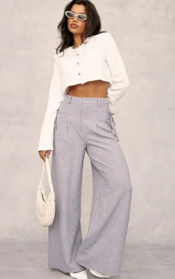 White Textured Tailored Cropped Jacket