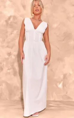 White Tie Detail Corset Maxi Dress