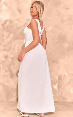 White Tie Detail Corset Maxi Dress
