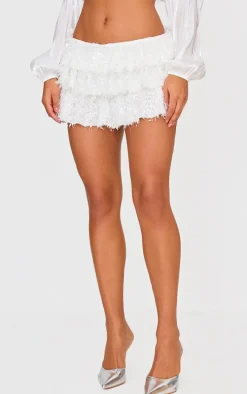 White Tinsel Velvet Rara Mini Skort