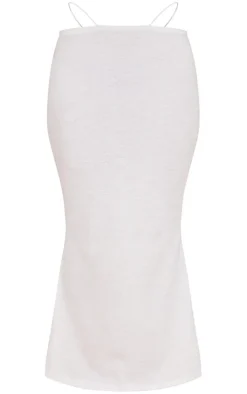 White Towelling Cut Out Waist Maxi Skirt