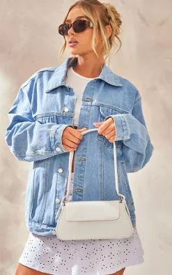 White Trapeze Simple Shoulder Bag