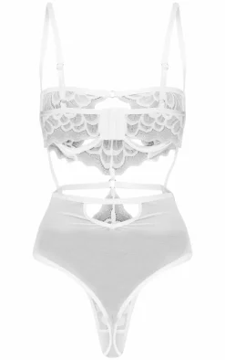 White Underwired Cut Out Lace Bodysuit