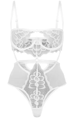 White Underwired Cut Out Lace Bodysuit